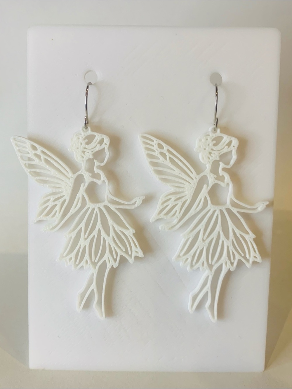 White Fairy Silhouette Drop Earrings - Women's Jewelry